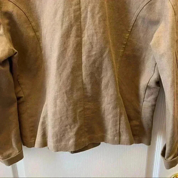 Vintage Linen Blazer Relaxed Fit Neutral Tan Brown Size  EU42 Medium - Picture 8 of 16